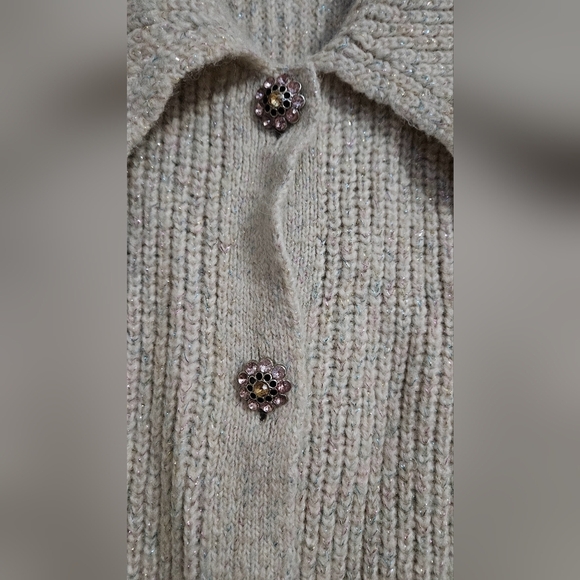 ZARA Gem Button Metallic Bib Collar Knit Vest. Size medium - Picture 7 of 13
